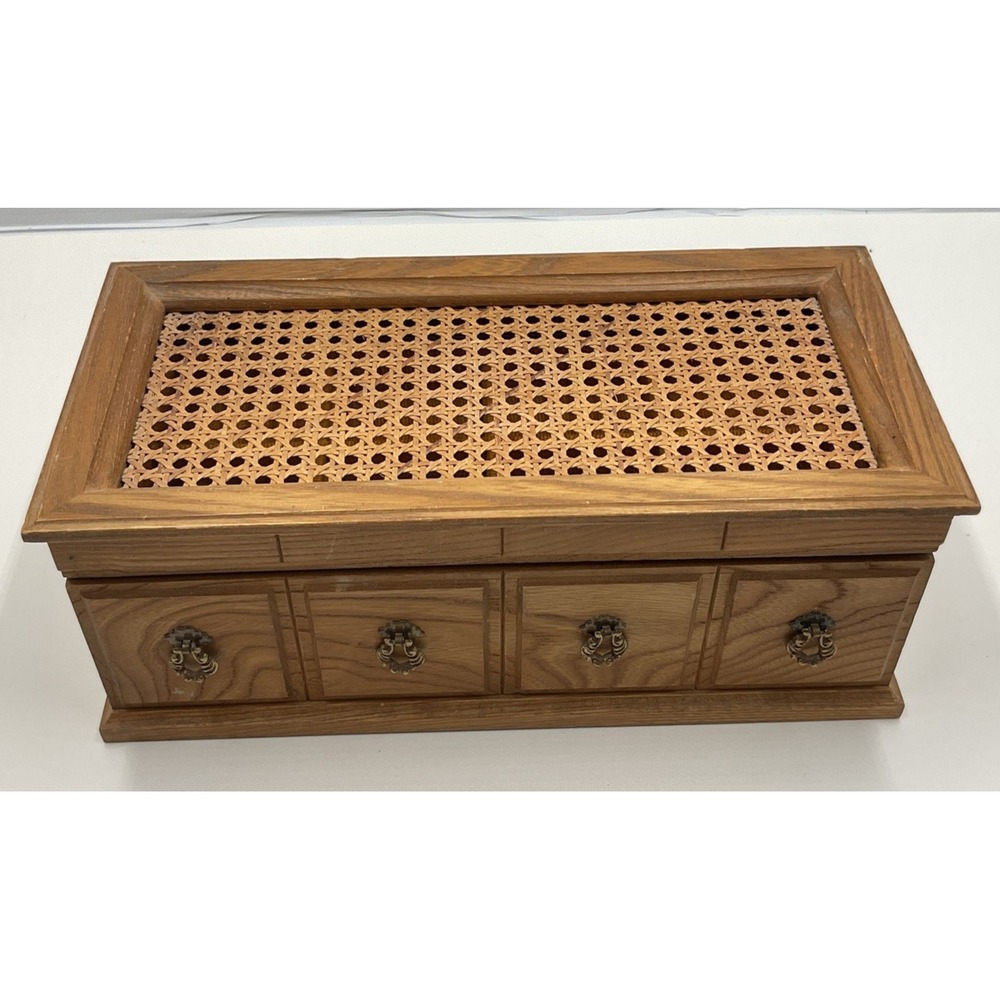 Vintage Wooden Music and‎ Jewelry Box with Brass Handles